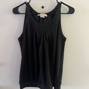 Michael Kors Black Pleated Sleeveless Tank Top